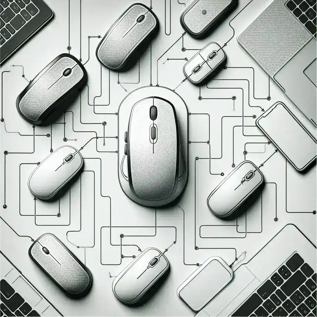"Comparativo de mouses com conectividade múltipla, destacando suas funcionalidades e compatibilidade com vários dispositivos, ideal para profissionais e gamers que utilizam diferentes plataformas."